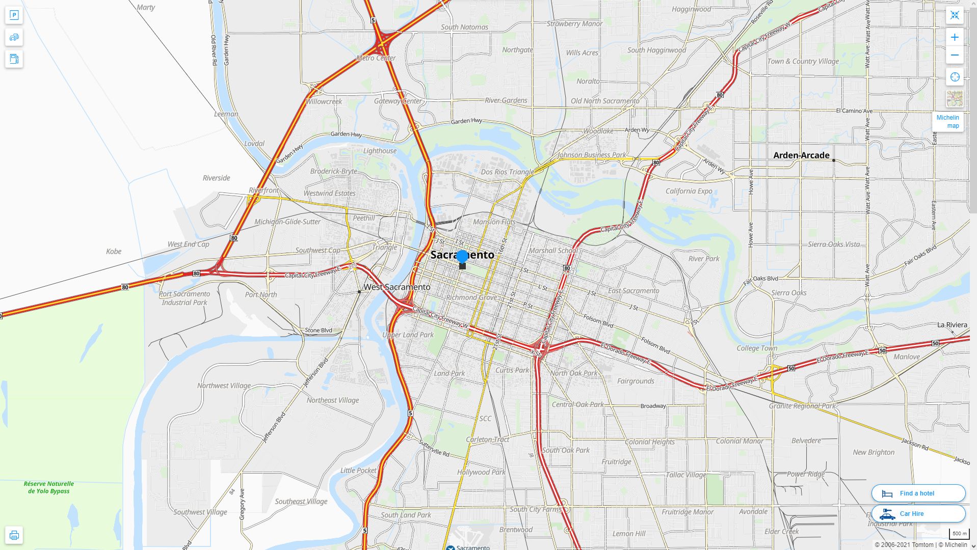 Sacramento California Highway and Road Map